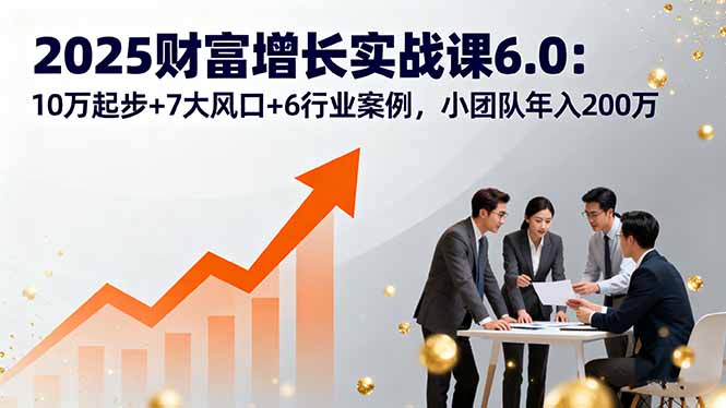 2025财富增长实战课6.0:10万起步+7大风口+6行业案例,小团队年入200万-董叔项目网