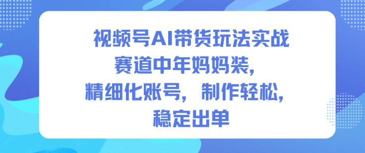 视频号AI带货玩法实战，赛道中年妈妈装，精细化账号，制作轻松，稳定出单-董叔项目网