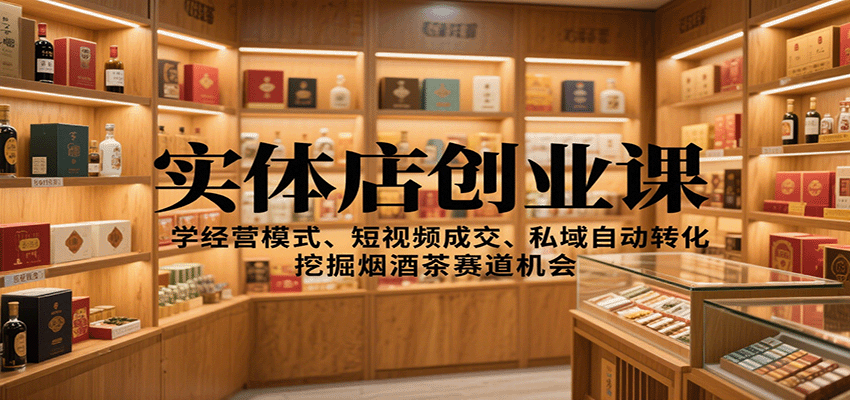 实体店创业课：学经营模式、短视频成交、私域自动转化，挖掘烟酒茶赛道机会-董叔项目网