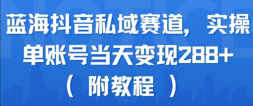 蓝海抖音私域赛道,实操单账号当天变现288+(附教程)-董叔项目网