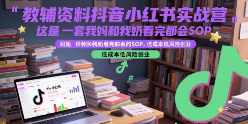 教辅资料抖音小红书实战营，这是一套我妈和我奶看完都会的SOP，低成本低风险创业(更新)-董叔项目网