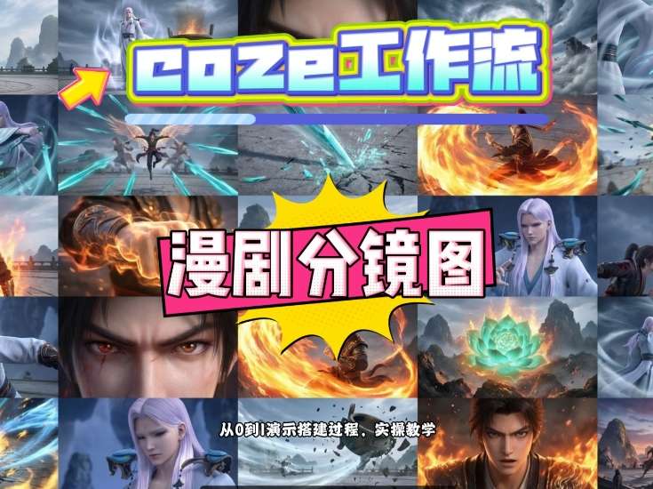 通过Coze工作流，制作《动漫分镜图》，两分钟制作完成25宫格分镜图，从0到1演示搭建过程，实操教学-董叔项目网