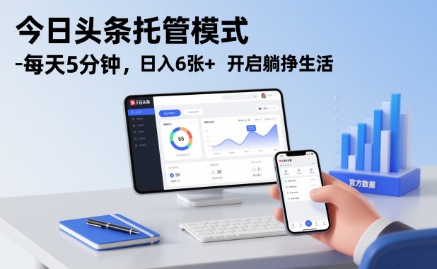 今日头条托管模式，每天5分钟，日入6张+，开启躺挣生活【揭秘】-董叔项目网