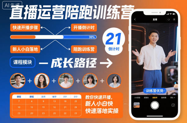 直播运营陪跑训练营,教你快速开播,新人小白快速落地实操-董叔项目网