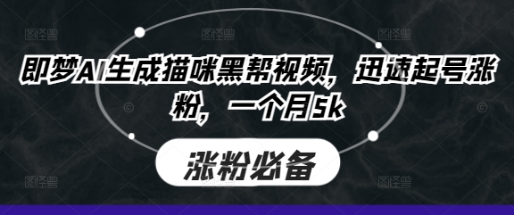 即梦AI生成猫咪黑帮视频，迅速起号涨粉，一个月5k-董叔项目网