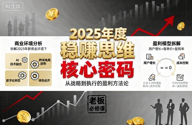 2025年度稳賺思维老板创业营,拆解2025年新商业环境下,企业实现持续盈利的核心密码-董叔项目网