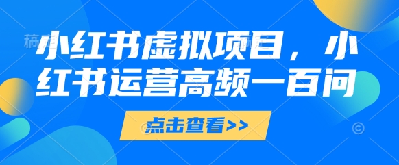 小红书虚拟项目，小红书运营高频一百问【文档】-董叔项目网