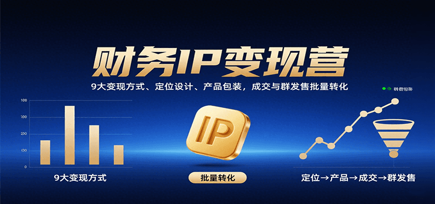 财务IP变现营：9大变现方式、定位设计、产品包装，成交与群发售批量转化-董叔项目网