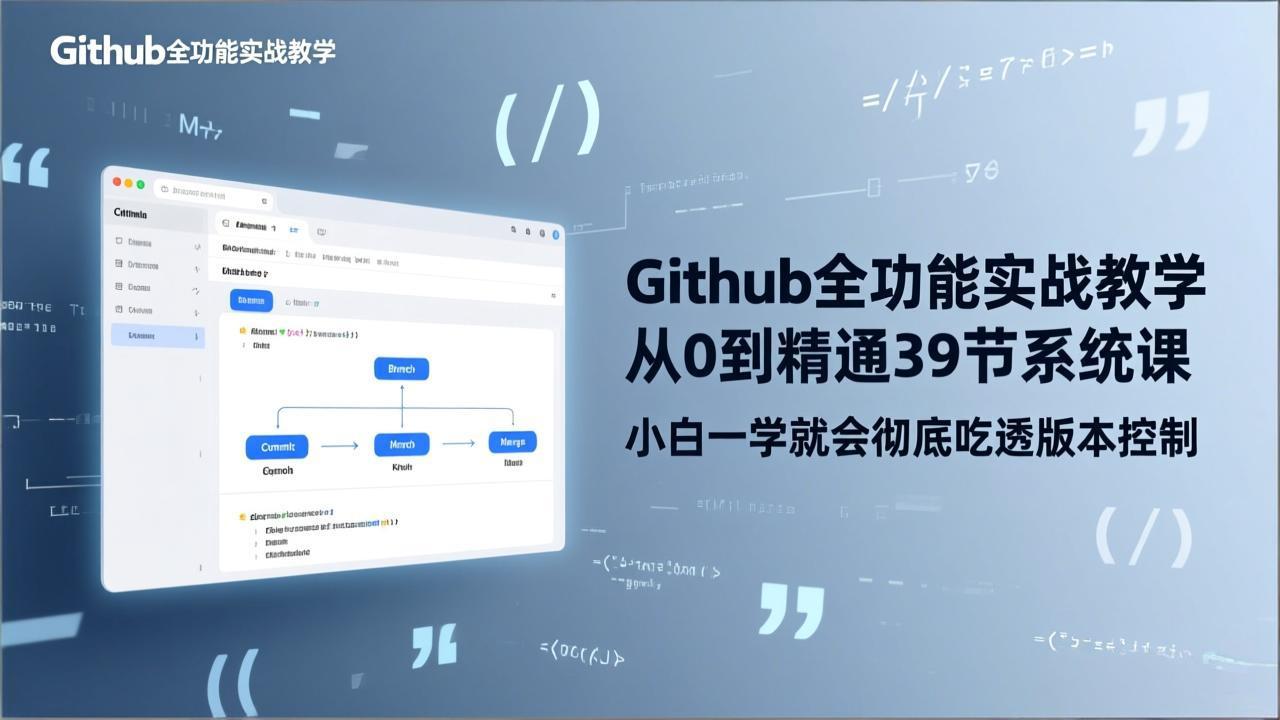GitHub-全功能实战教学,从0到精通39节系统课,小白一学就会彻底吃透版本控制-董叔项目网