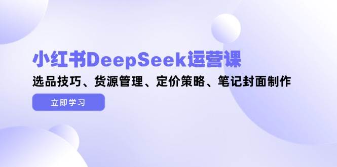 小红书DeepSeek运营课，选品技巧、货源管理、定价策略、笔记封面制作-董叔项目网