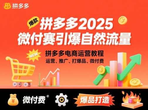 拼多多2025微付费引爆自然流量，拼多多电商运营教程，运营、推广、打爆品、微付费(更新)-董叔项目网