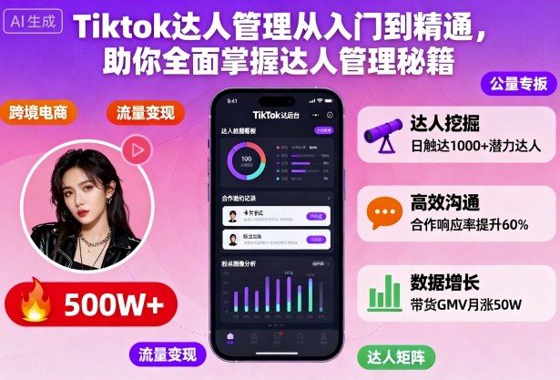 Tiktok达人管理从入门到精通,助你全面掌握达人管理秘籍-董叔项目网
