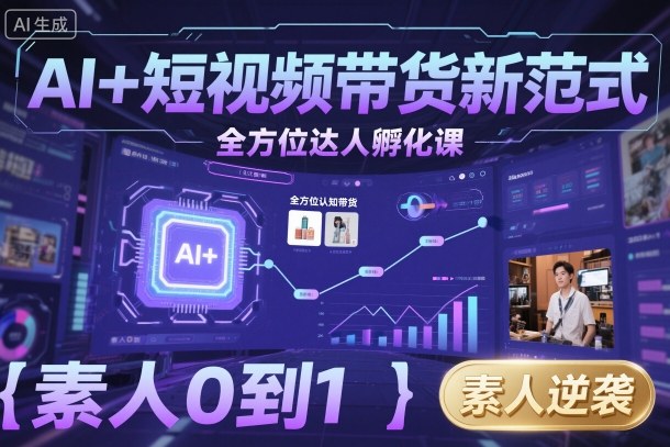 AI+短视频带货新范式全方位达人孵化课，素人也可以从0到1，全方位认知短视频带货-董叔项目网