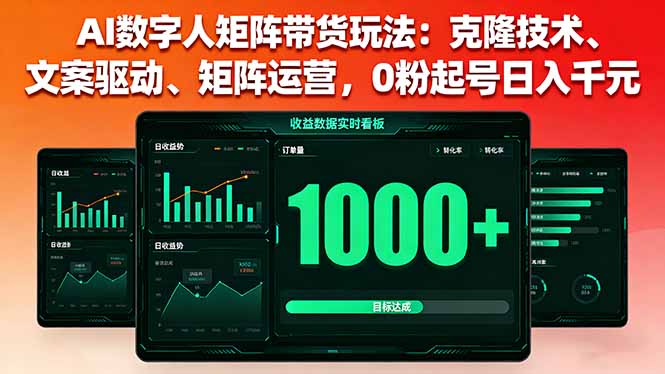 AI数字人矩阵带货玩法：克隆技术、文案驱动、矩阵运营，0粉起号日入千元-董叔项目网