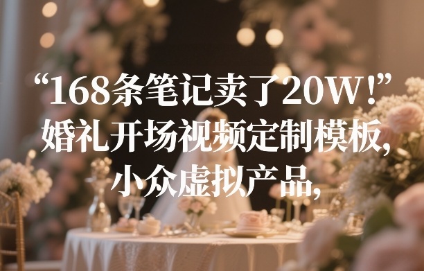 168条笔记卖了20W!婚礼开场视频定制模板,小众虚拟产品-董叔项目网