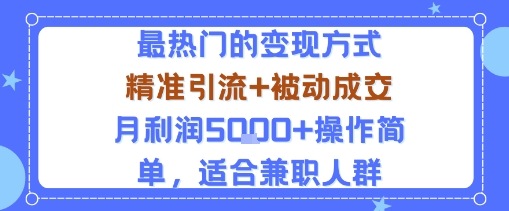 小众赛道玩法：当下最热门的变现方式，精准引流+被动成交月利润5k+操作简单，适合兼职人群-董叔项目网