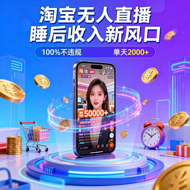 淘宝无人直播,不违规不封号,直播100小时卖了5万,年底旺季!-董叔项目网