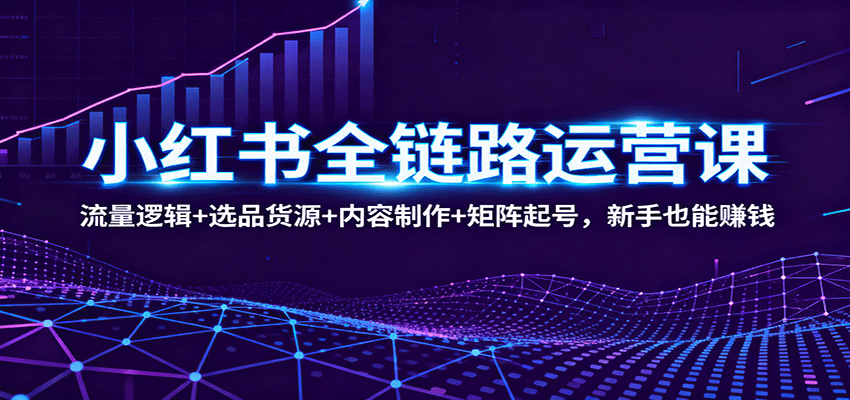 小红书全链路运营课:流量逻辑+选品货源+内容制作+矩阵起号,新手也能赚钱-董叔项目网