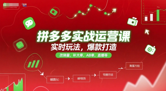 拼多多实战运营课，实时玩法，爆款打造，改销量，补大单，AB单，直播等(更新2025月)-董叔项目网