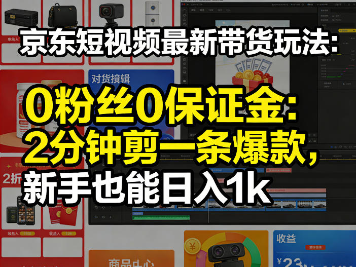 京东短视频最新带货玩法，0粉丝0保证金，2分钟剪一条爆款，新手也能日入1k+【揭秘】-董叔项目网