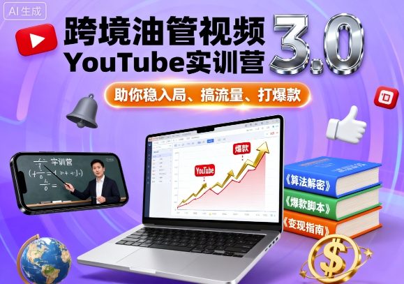 跨境油管视频YouTube实训营3.0，助你稳入局、搞流量、打爆款-董叔项目网