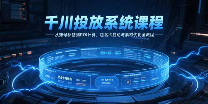 千川投放系统课程，从账号标签到ROI计算，包含冷启动与素材优化全流程-董叔项目网