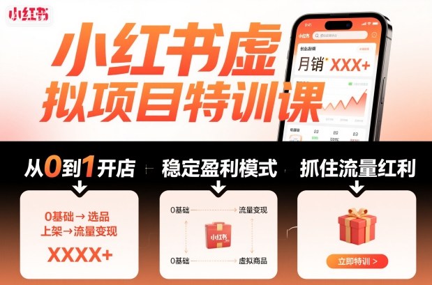 小红书虚拟项目特训课,帮你从0到1打造稳定盈利的店铺,抓住流量红利(更新9月)-董叔项目网