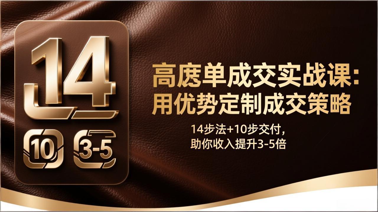 高客单成交实战课：用优势定制成交策略，14步法+10步交付，助你收入提升3-5倍-董叔项目网