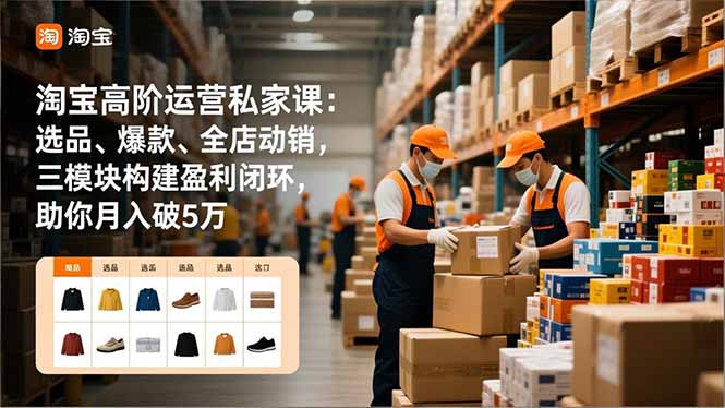 淘宝高阶运营私家课：选品、爆款、全店动销，三模块构建盈利闭环，助你月入破5万(更新12月-董叔项目网