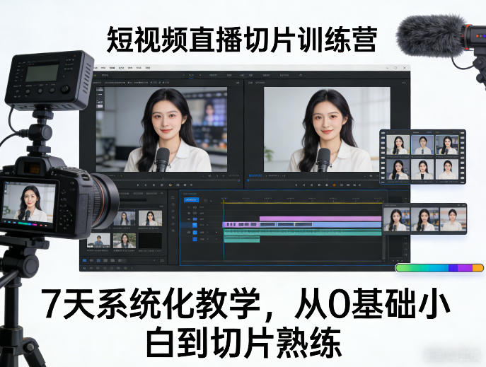 短视频直播切片训练营，7天系统化教学，从0基础小白到切片熟练-董叔项目网