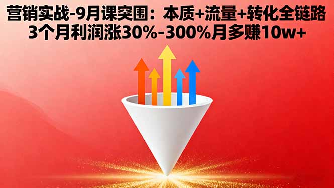 营销实战-9月突围课:本质+流量+转化全链路 3个月利润涨30%-300%月多赚10w+-董叔项目网