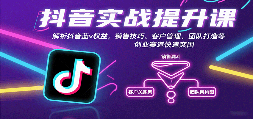 抖音实战提升课：解析抖音蓝v权益，销售技巧、客户管理、团队打造等创业赛道快速突围-董叔项目网