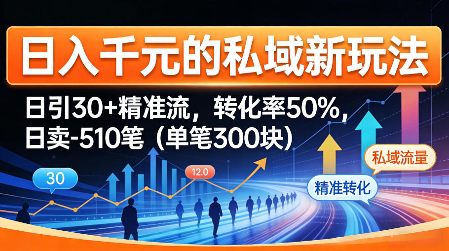 日入千米的私域新玩法：日引30＋精准流，转化率50%，日卖5-10笔(单笔300米)-董叔项目网
