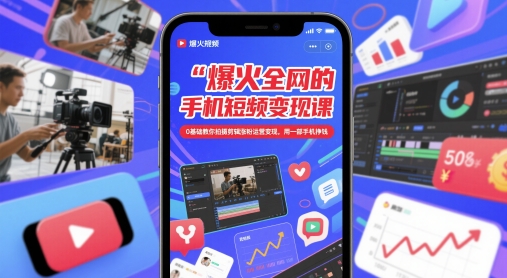 爆火全网的手机短视频变现课，0基础教你拍摄剪辑涨粉运营变现，用一部手机挣钱-董叔项目网