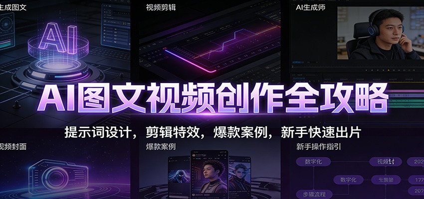 AI图文视频创作全攻略：提示词设计，剪辑特效，爆款案例，新手快速出片-董叔项目网