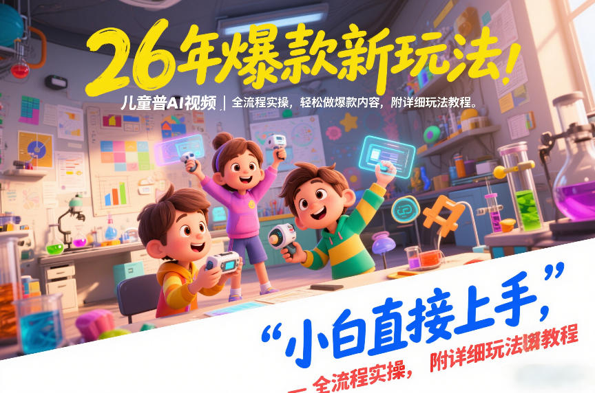26年爆款新玩法，儿童科普AI视频，全流程实操，轻松做爆款内容，小白直接上手，附详细玩法教程-董叔项目网