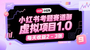 小红书考题赛道虚拟项目1.0，项目操作简单，每天收益2-3张-董叔项目网