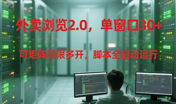 外卖浏览2.0，单窗口30+可矩阵无限多开，脚本全自动运行【揭秘】-董叔项目网
