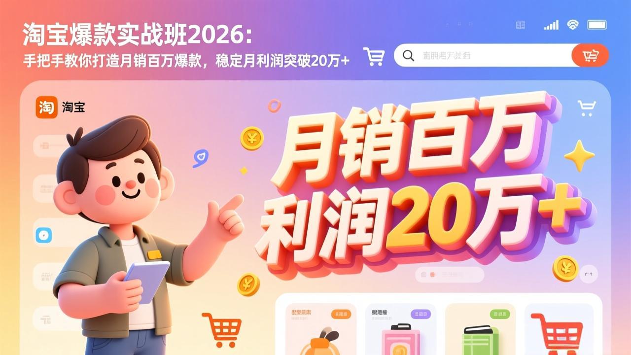 淘宝爆款实战班2026:手把手教你打造月销百万爆款,稳定月利润突破20万+-董叔项目网