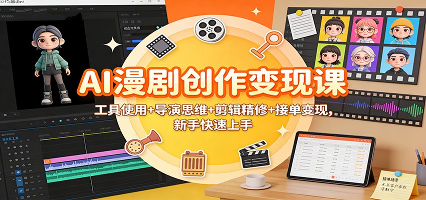 AI漫剧创作变现课:工具使用+导演思维+剪辑精修+接单变现,新手快速上手-董叔项目网