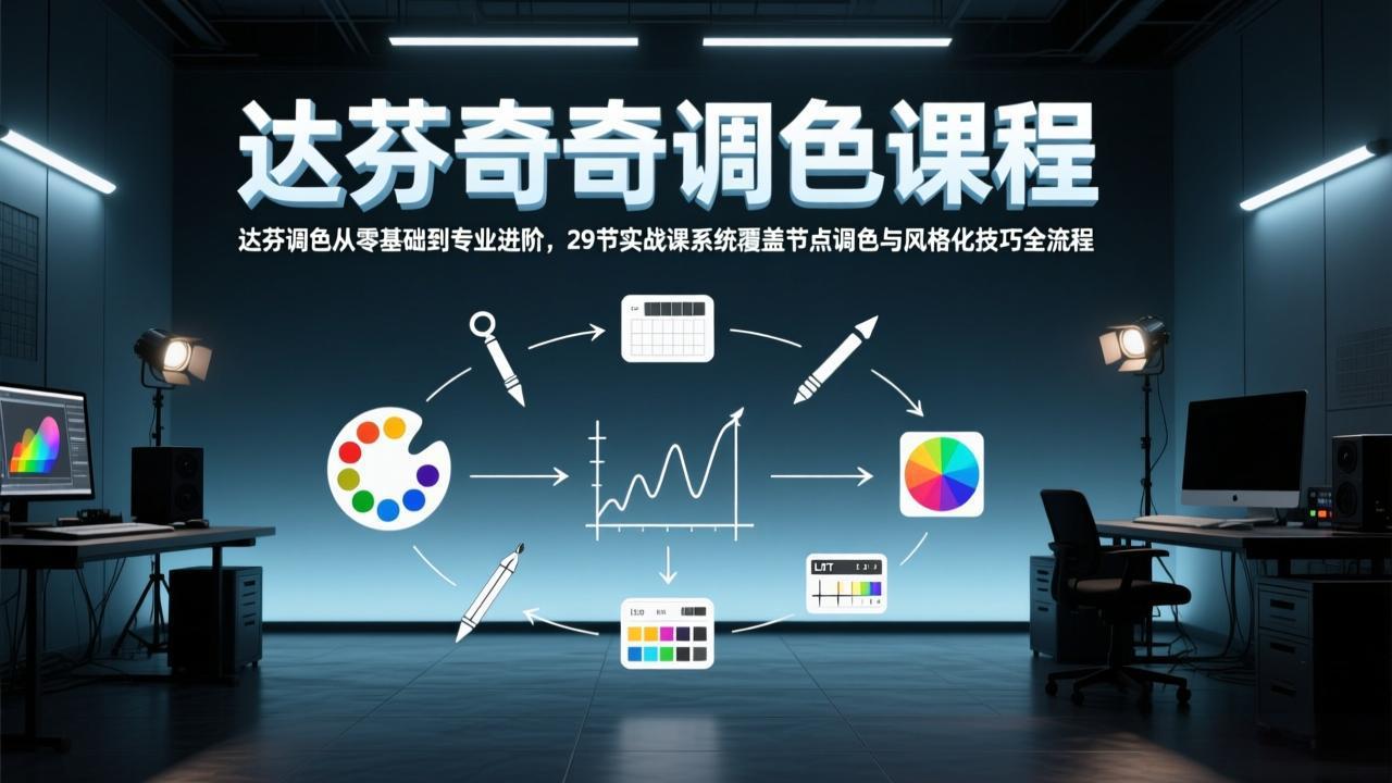 达芬奇调色从零基础到专业进阶,29节实战课系统覆盖节点调色与风格化技巧全流程-董叔项目网