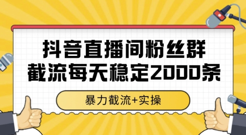 抖音直播间粉丝群暴力截流,一台电脑每天稳定2000条数据,暴力截流+实操 【揭秘】-董叔项目网
