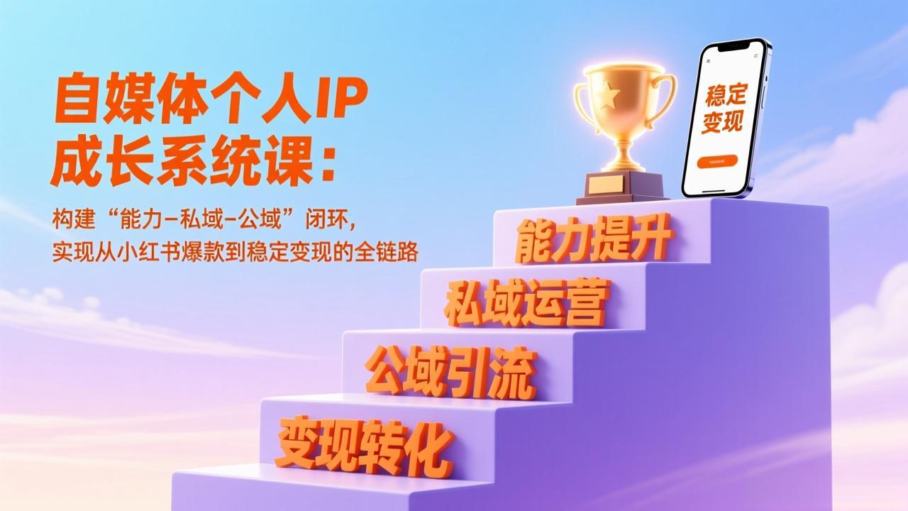 自媒体个人IP成长系统课:构建“能力-私域-公域”闭环,实现从小红书爆款到稳定变现的全链路-董叔项目网