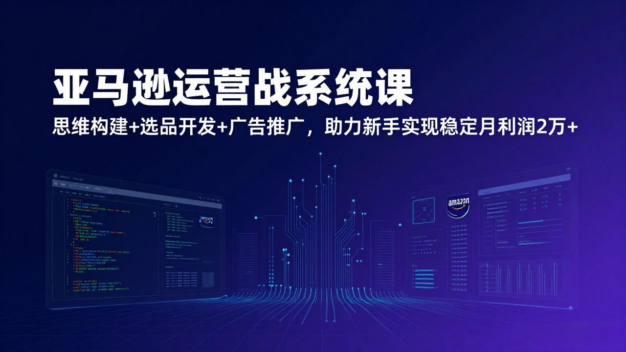 亚马逊运营实战系统课，思维构建+选品开发+广告推广，助力新手实现稳定月利润2万+(更新-董叔项目网