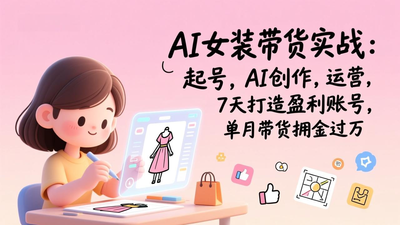 AI女装带货实战:起号,AI创作,运营,7天打造盈利账号,单月带货佣金过万-董叔项目网