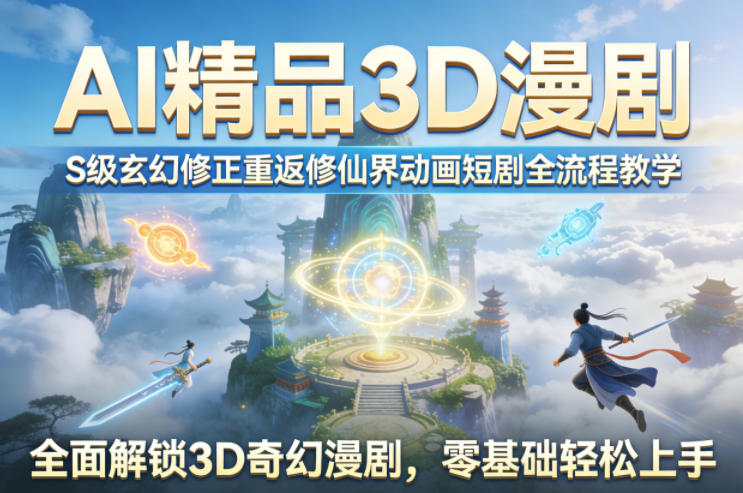 AI精品3D漫剧S级玄幻修正重返修仙界动画短剧全流程教学，全面解锁3D奇幻漫剧，零基础轻松上手-董叔项目网