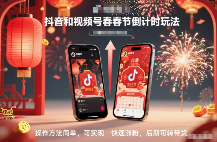 抖音和视频号,春节倒计时玩法,操作方法简单,可实现快速涨粉,后期可转带货-董叔项目网