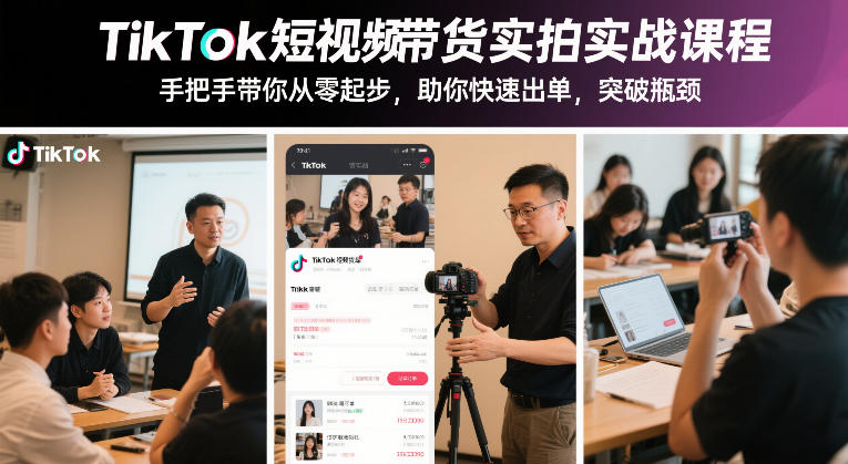 TikTok短视频带货实拍实战课程,手把手带你从零起步,助你快速出单,突破瓶颈-董叔项目网
