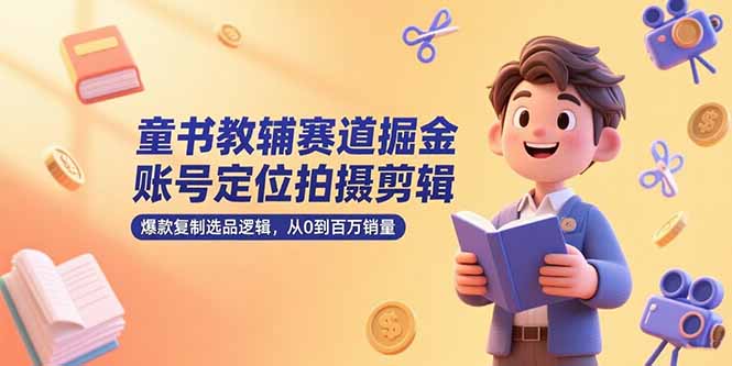 童书教辅赛道掘金，账号定位拍摄剪辑，爆款复制选品逻辑，从0到百万销量-董叔项目网