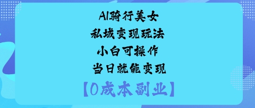 AI骑行美女私域变现玩法小白可操作当日就能变现-董叔项目网
